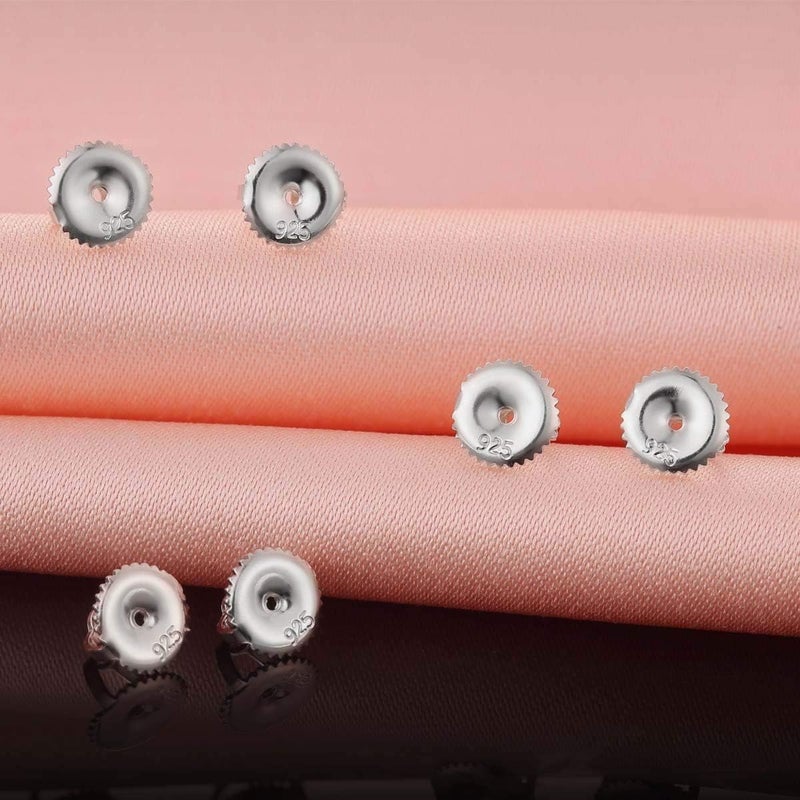 DELECOE 2 Pairs 14K Gold Plated Screw Earring Backs for Diamond Earrings, 925 Stering Silver Hypoallergenic Screw Backs Replacement, Fit for Threaded Post Sizes .032" White Gold Color - Image 5